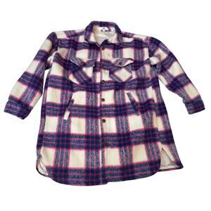 Madden NYC Coat Shacket Pink Blue Plaid Women’s XXL Button Steve Madden